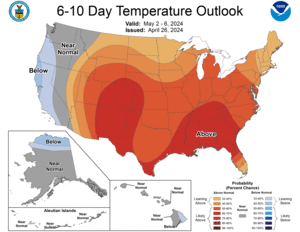 NOAA CPC 6 to 10 Day Temperature Probability Outlook