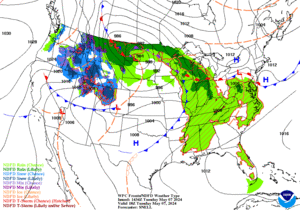 Day 1 (Tuesday): Forecast Surface Map