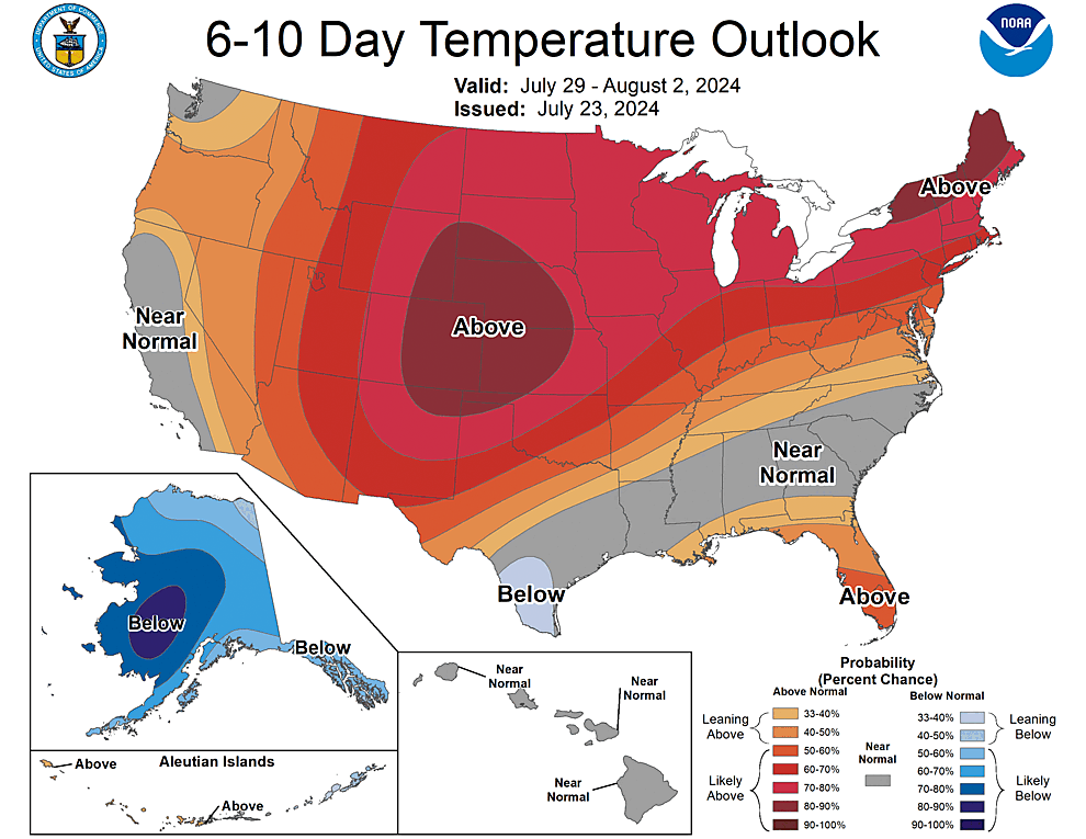 NOAA CPC 6 to 10 Day Temperature Probability Outlook