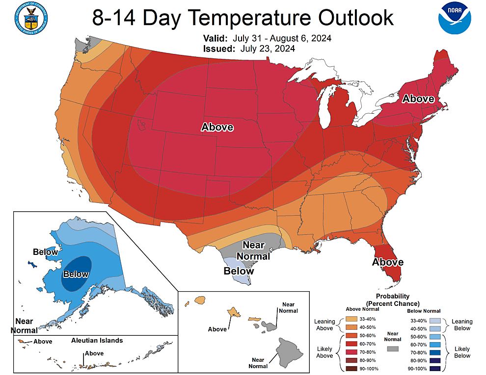 NOAA CPC 8 to 14 Day Temperature Probability Outlook