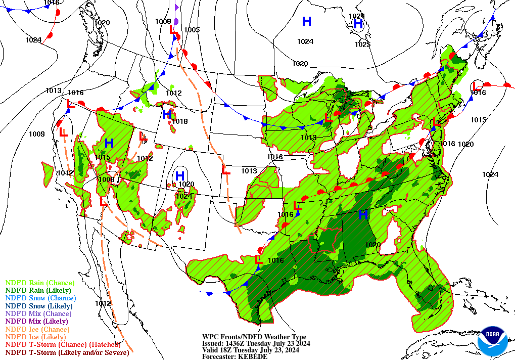 Day 1 (Tuesday): Forecast Surface Map