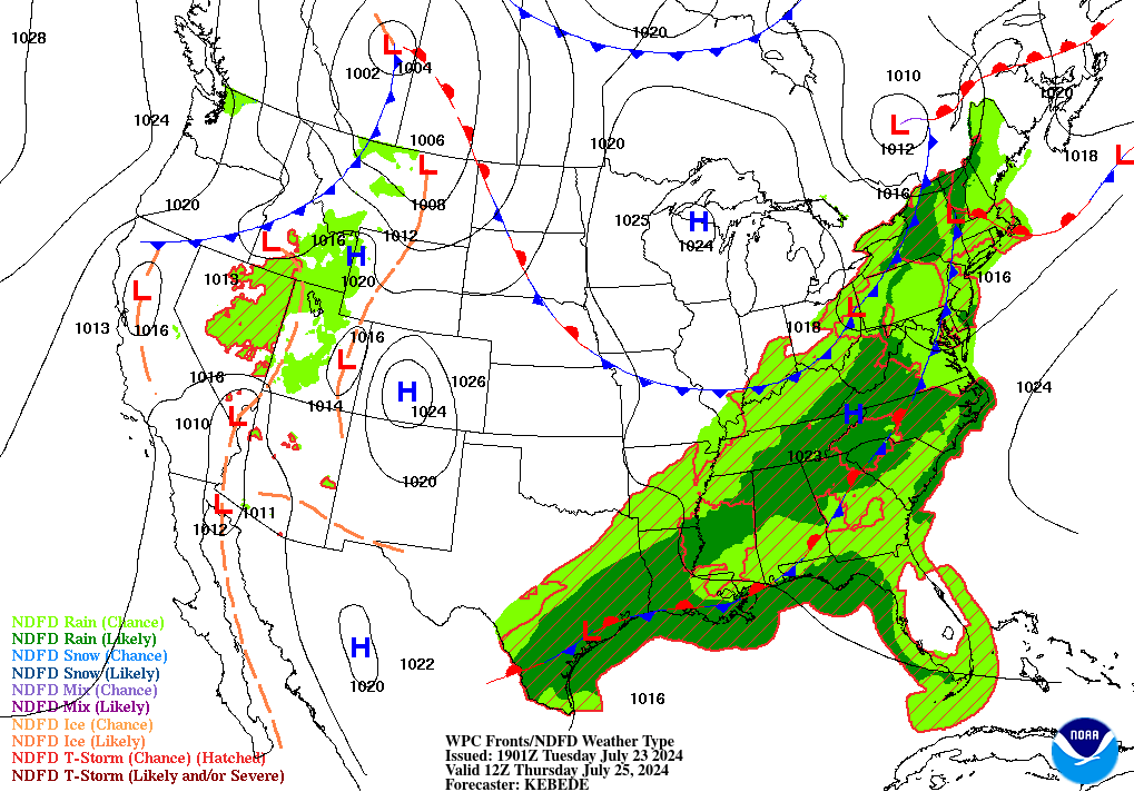 Day 3 (Thursday): Forecast Surface Map
