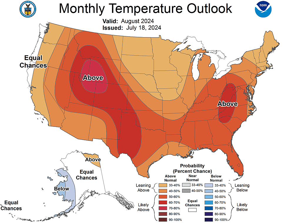 One Month Outlook  Temperature Probability