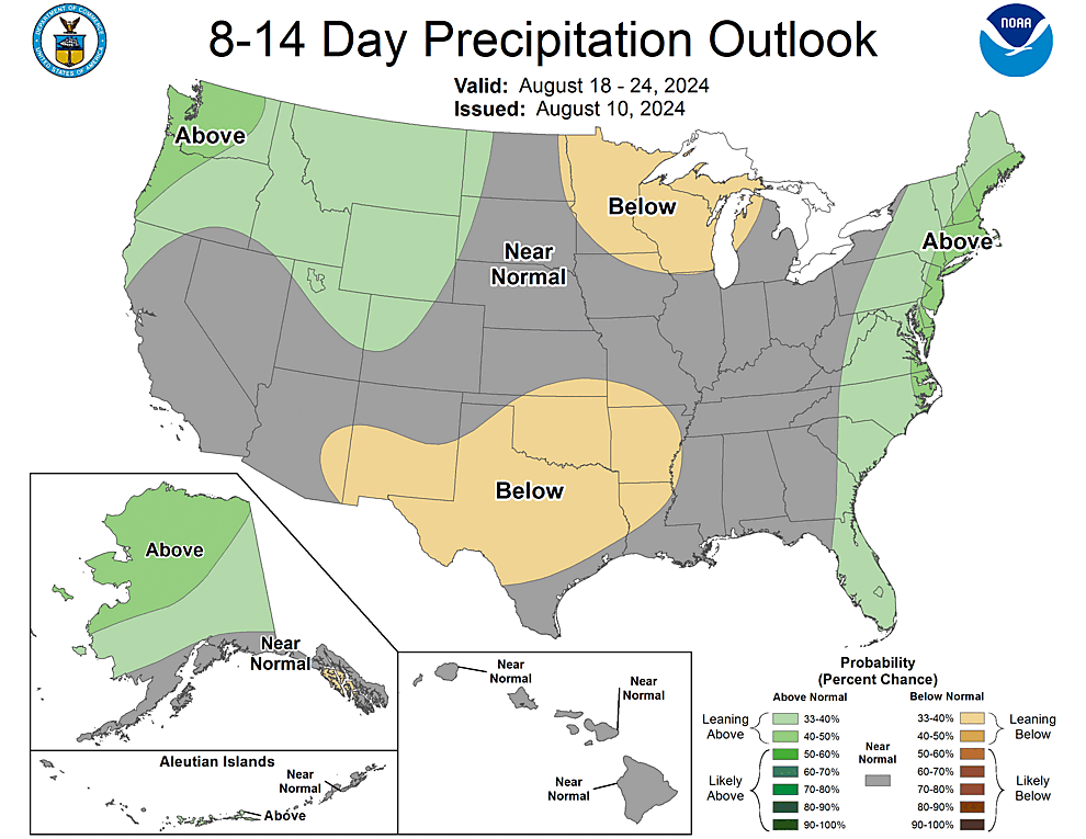 NOAA CPC 8 to 14 Day Precipitation Probability Outlook