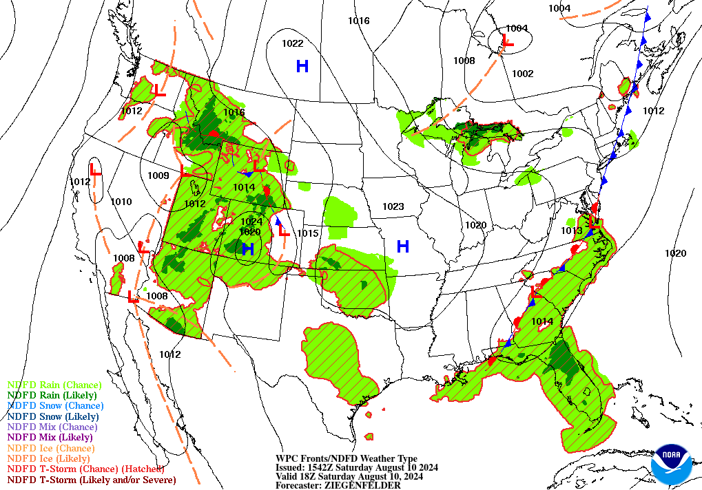 Day 1 (Saturday): Forecast Surface Map
