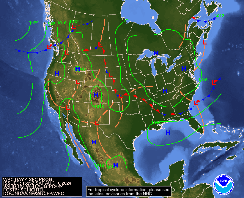 Day 4 (Tuesday): Forecast Surface Map