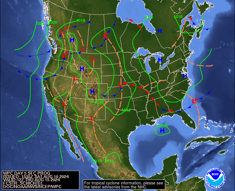 Day 5 (Wednesday): Forecast Surface Map