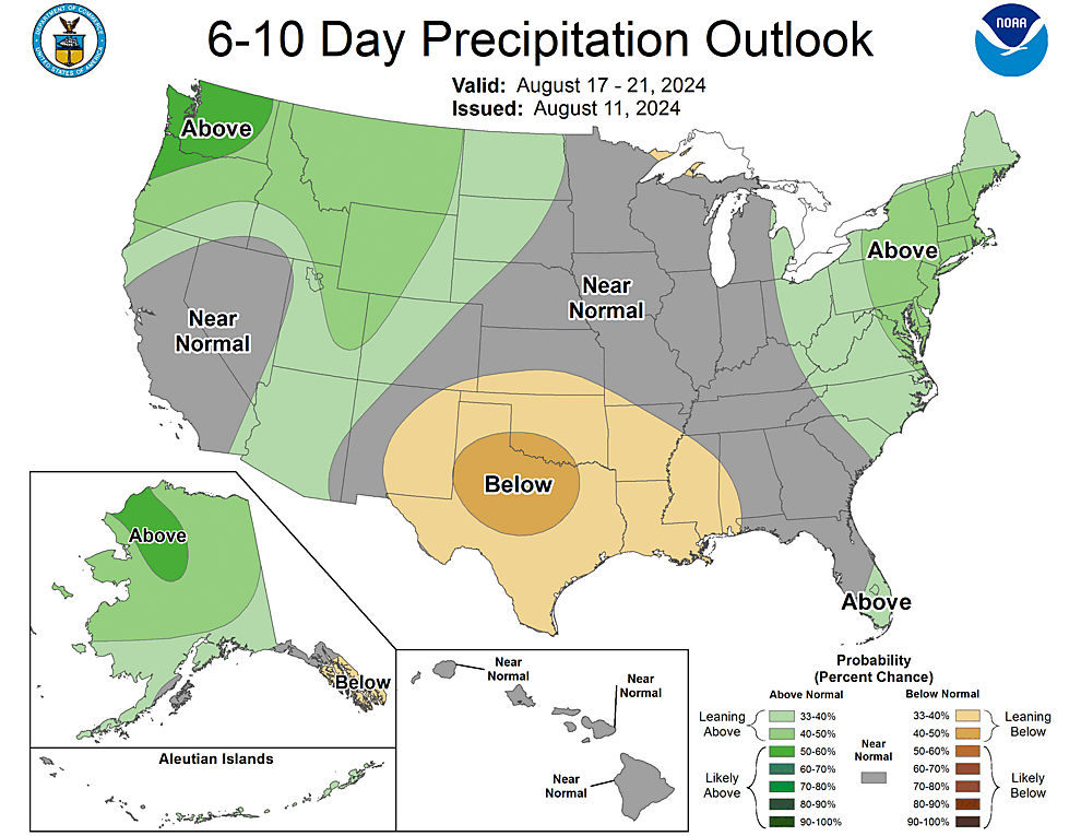NOAA CPC 6 to 10 Day Precipitation Probability Outlook