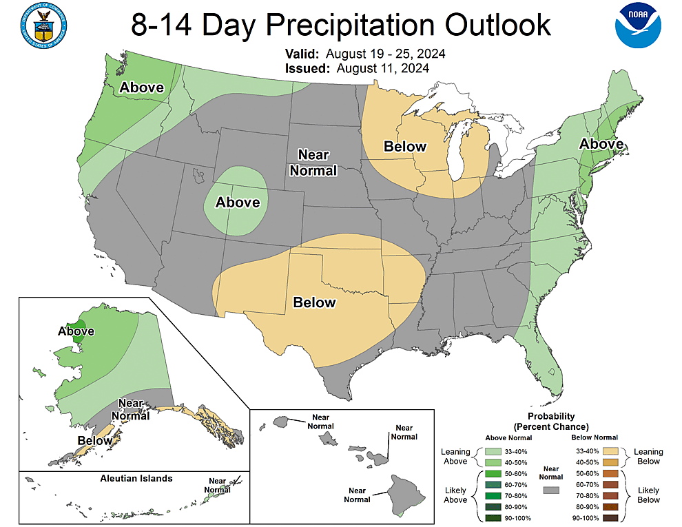 NOAA CPC 8 to 14 Day Precipitation Probability Outlook