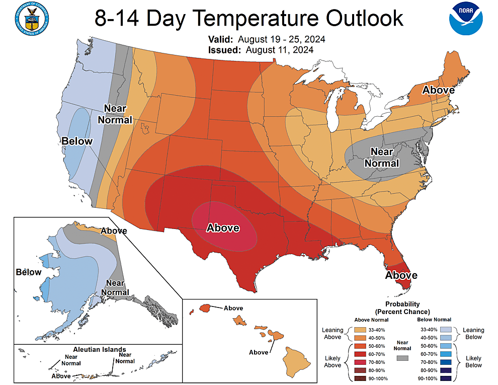 NOAA CPC 8 to 14 Day Temperature Probability Outlook