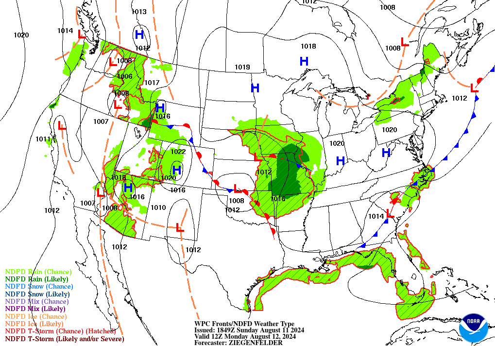 Day 2 (Monday): Forecast Surface Map