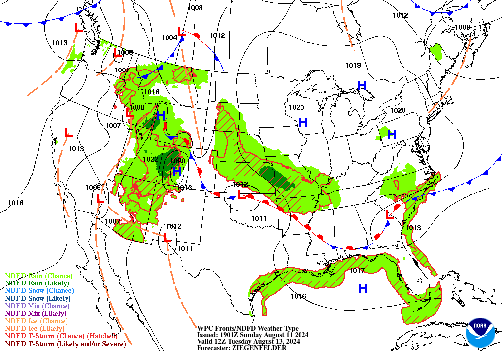 Day 3 (Tuesday): Forecast Surface Map