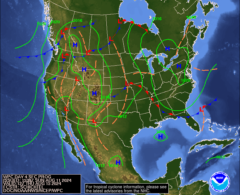 Day 4 (Wednesday): Forecast Surface Map