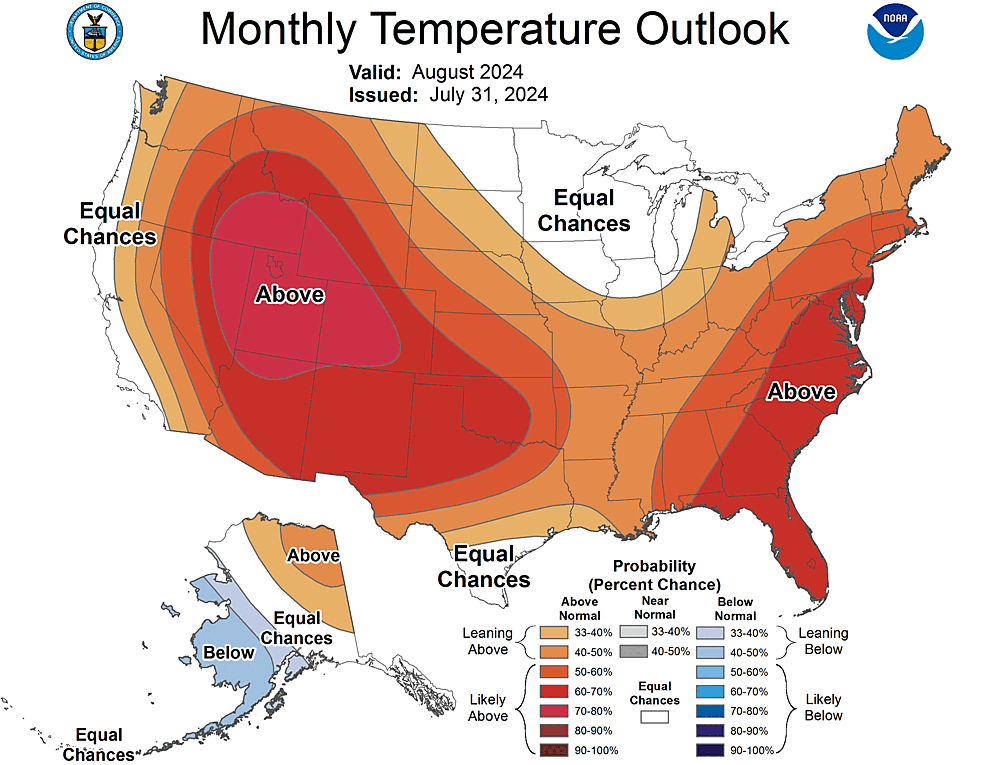 One Month Outlook  Temperature Probability