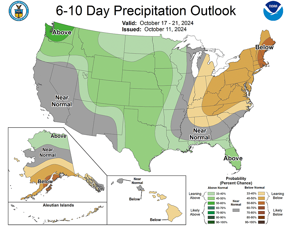NOAA CPC 6 to 10 Day Precipitation Probability Outlook