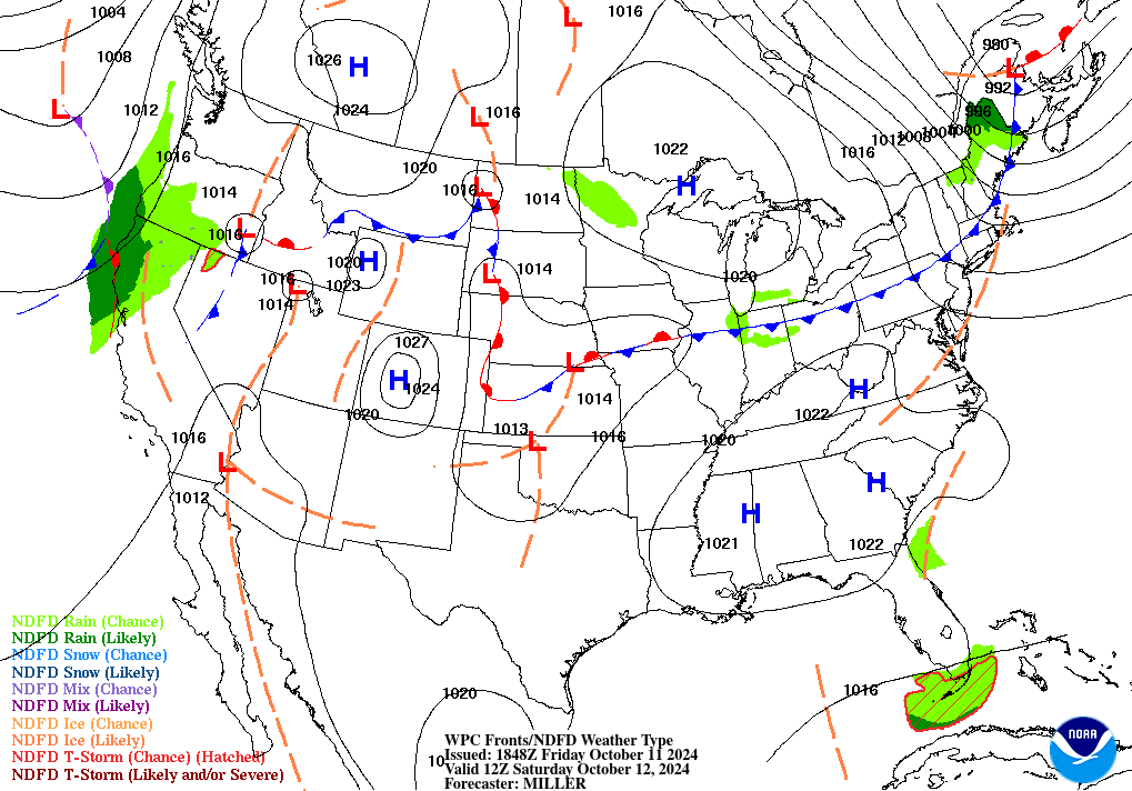 Day 2 (Saturday): Forecast Surface Map
