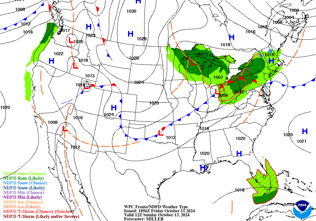 Day 3 (Sunday): Forecast Surface Map