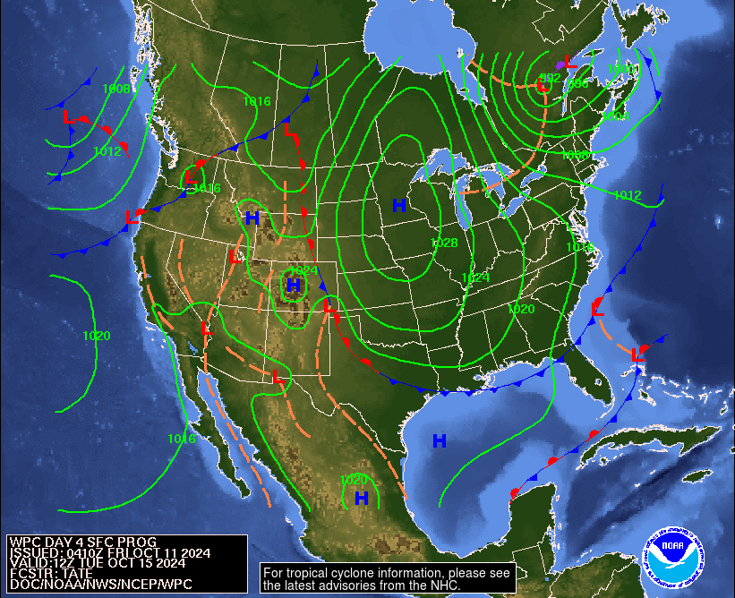 Day 4 (Monday): Forecast Surface Map