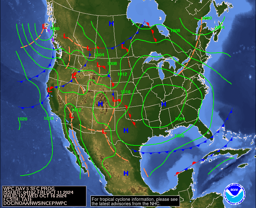 Day 5 (Tuesday): Forecast Surface Map