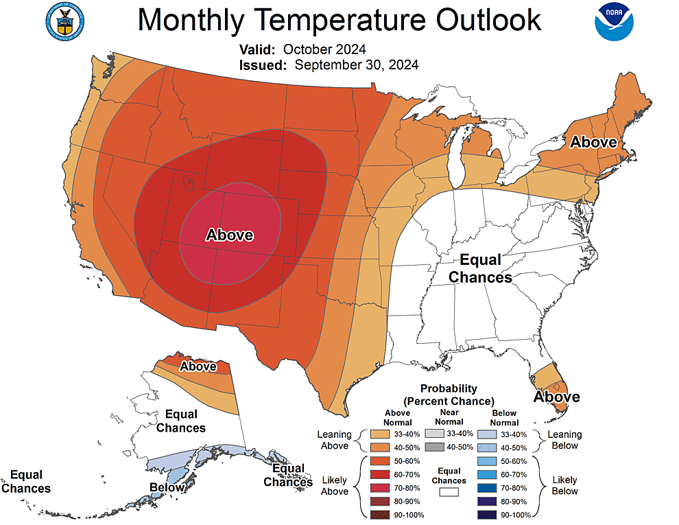 One Month Outlook  Temperature Probability