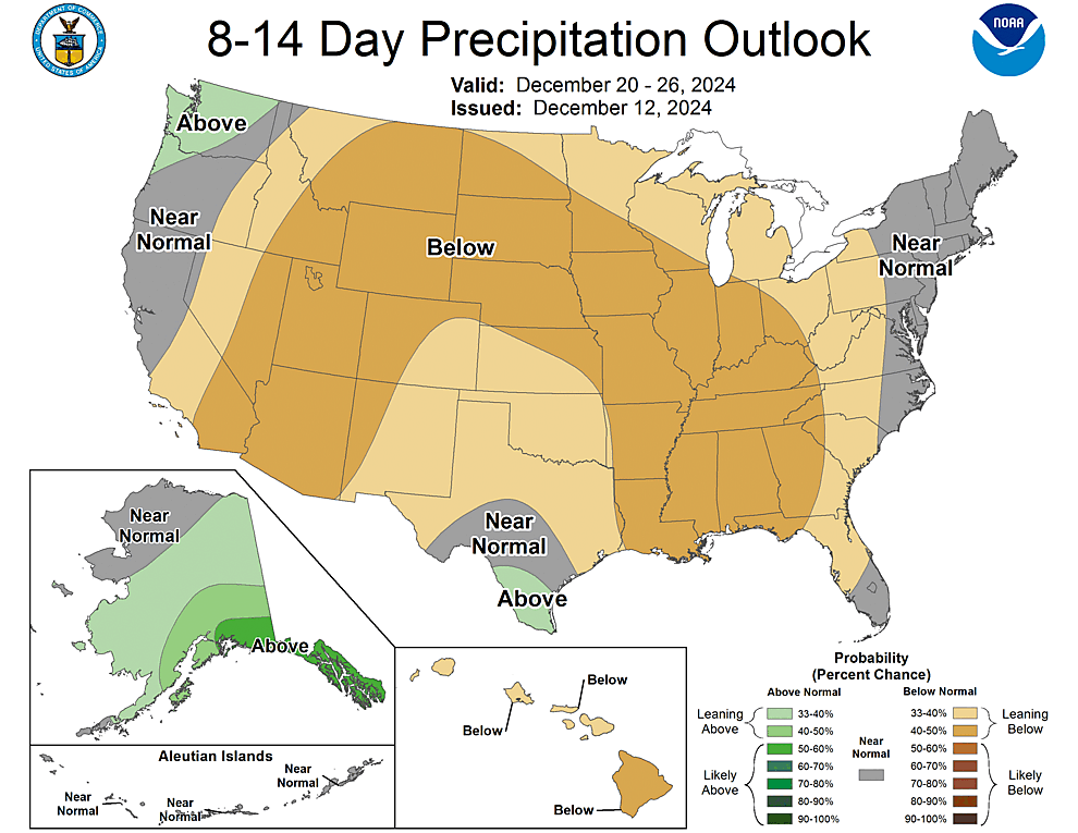 NOAA CPC 8 to 14 Day Precipitation Probability Outlook