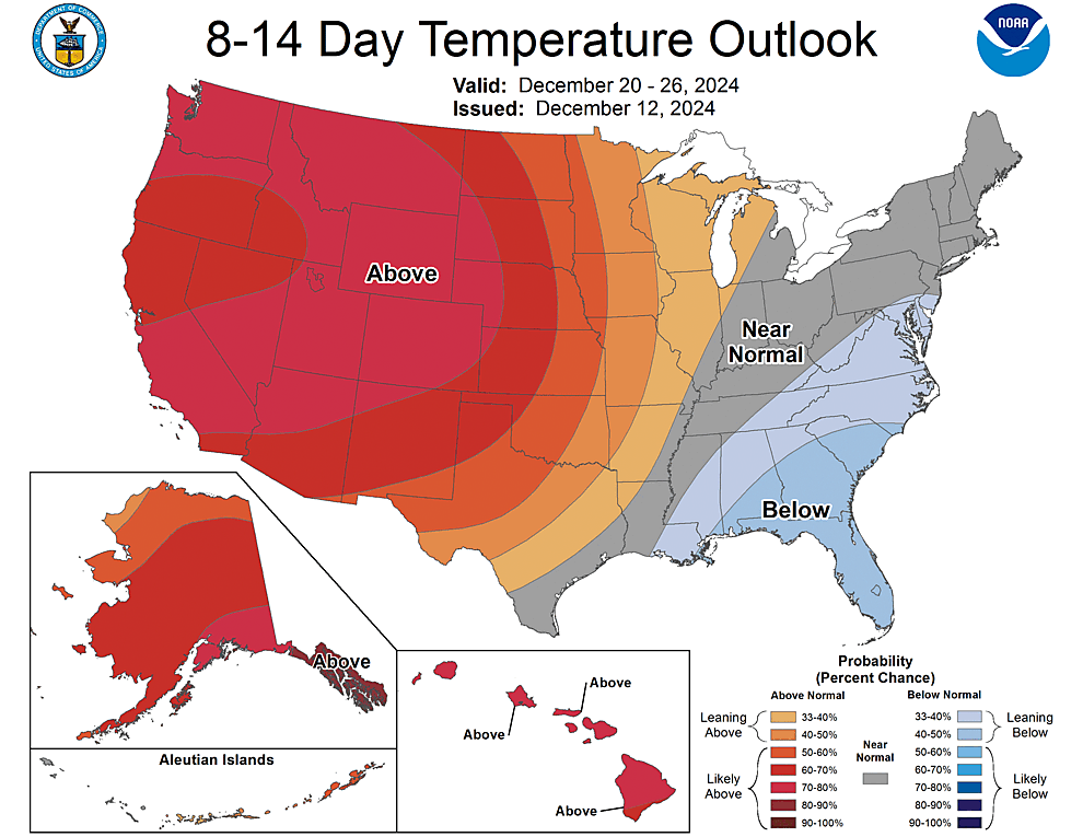 NOAA CPC 8 to 14 Day Temperature Probability Outlook
