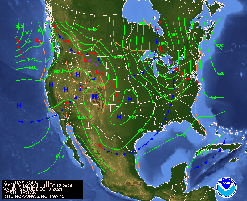 Day 5 (Monday): Forecast Surface Map