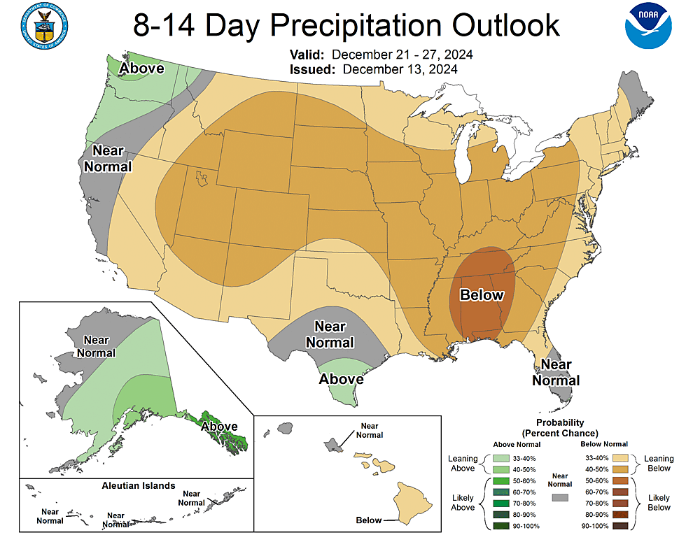 NOAA CPC 8 to 14 Day Precipitation Probability Outlook