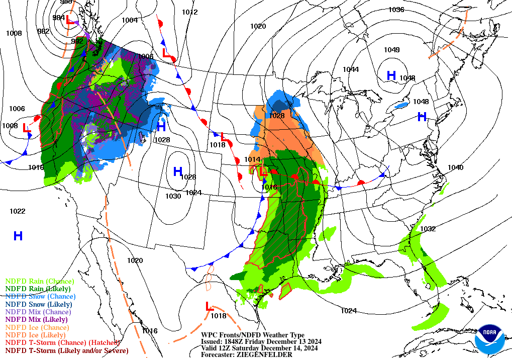 Day 2 (Saturday): Forecast Surface Map