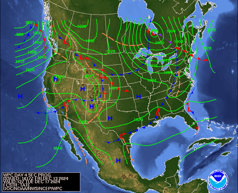 Day 4 (Monday): Forecast Surface Map