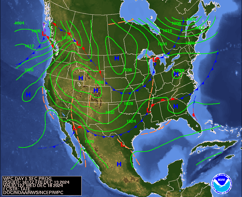 Day 5 (Tuesday): Forecast Surface Map