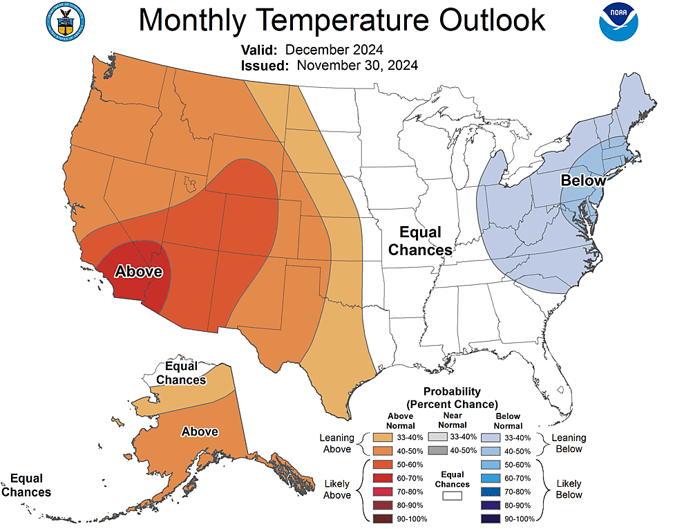 One Month Outlook  Temperature Probability