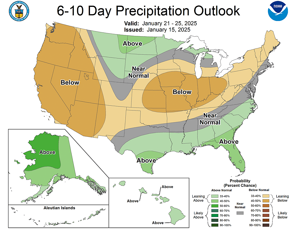 NOAA CPC 6 to 10 Day Precipitation Probability Outlook