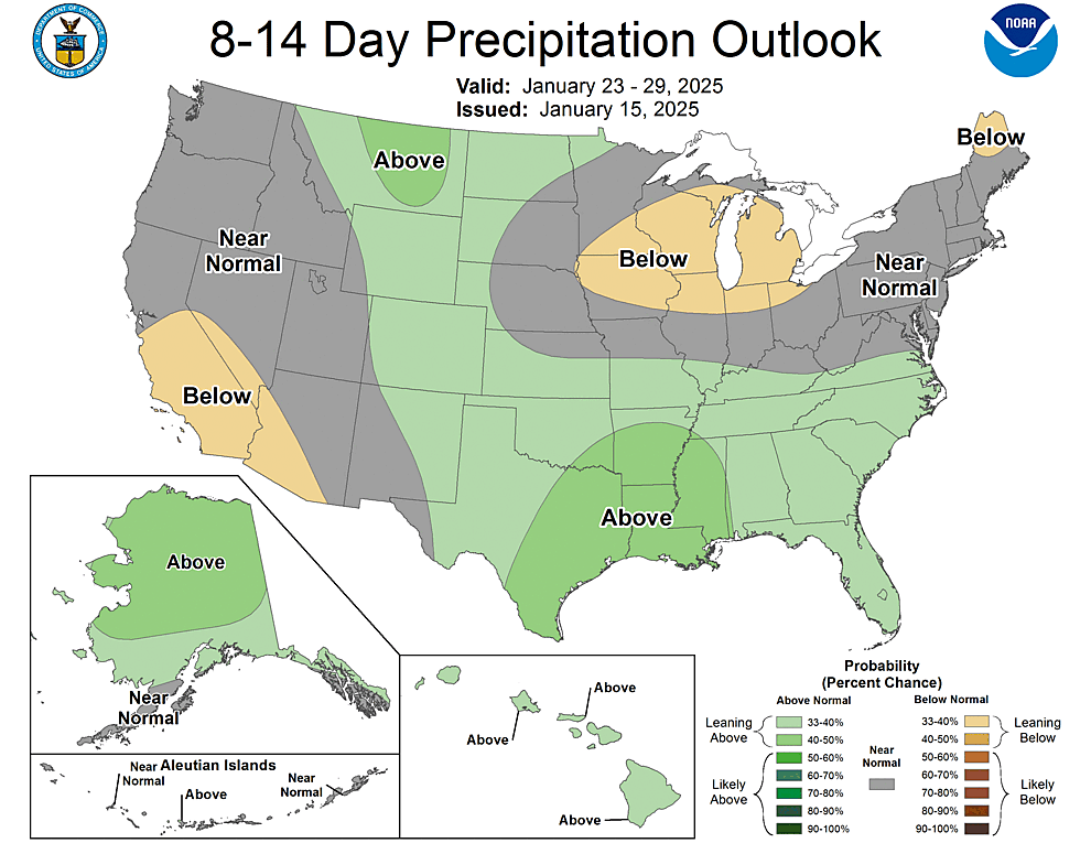 NOAA CPC 8 to 14 Day Precipitation Probability Outlook