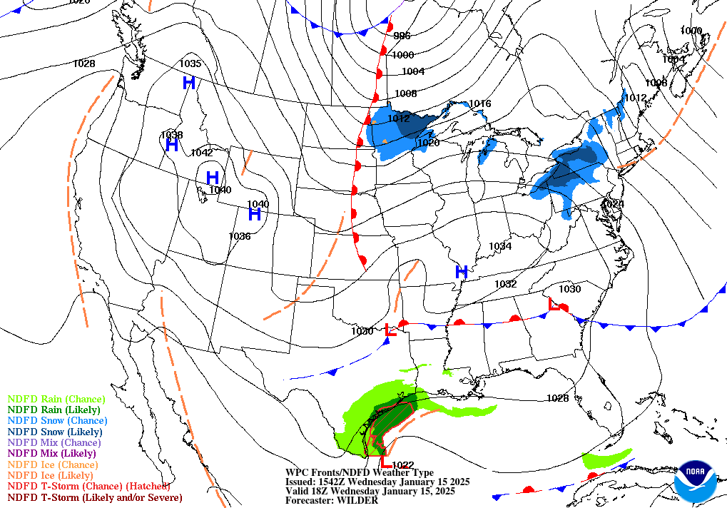 Day 1 (Wednesday): Forecast Surface Map