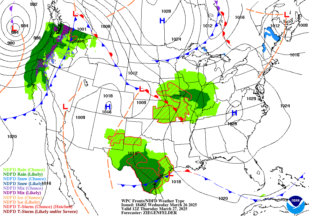 Day 2 (Thursday): Forecast Surface Map