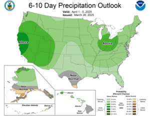 NOAA CPC 6 to 10 Day Precipitation Probability Outlook