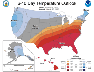 NOAA CPC 6 to 10 Day Temperature Probability Outlook