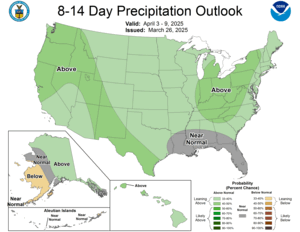 NOAA CPC 8 to 14 Day Precipitation Probability Outlook