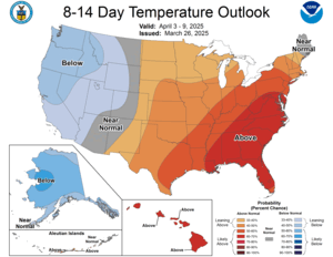 NOAA CPC 8 to 14 Day Temperature Probability Outlook