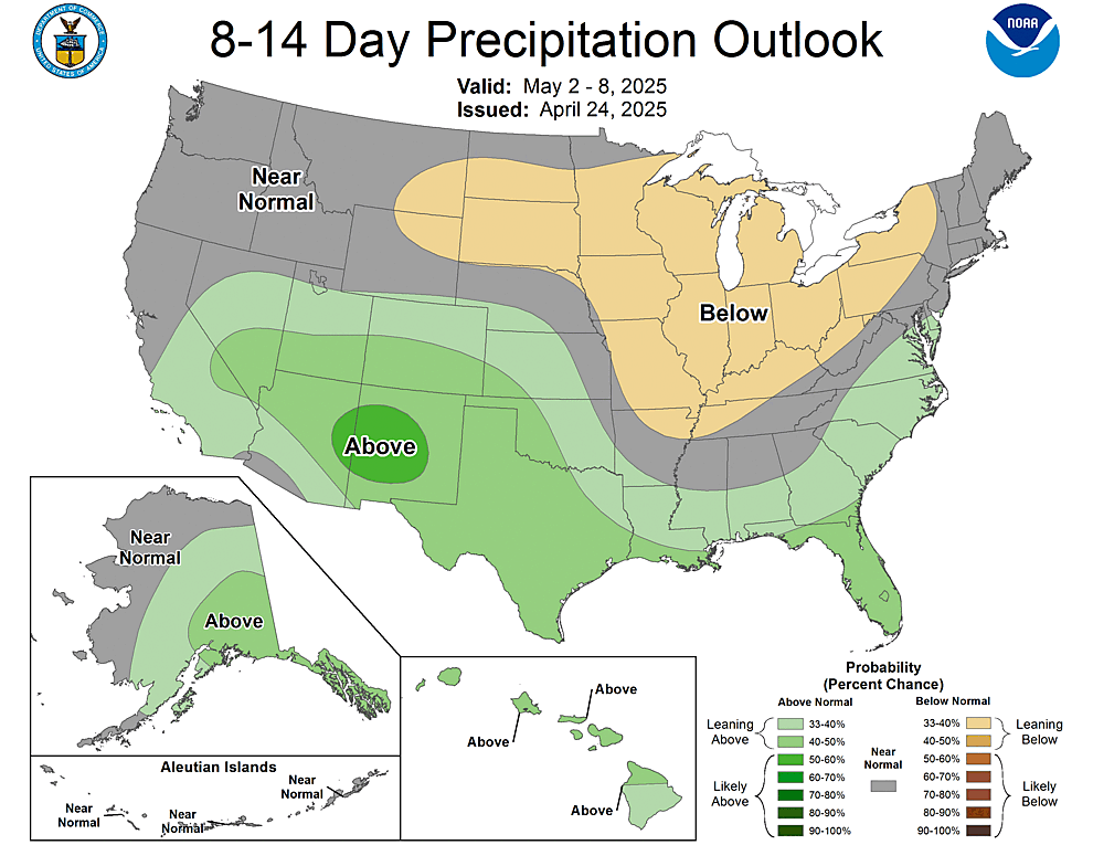NOAA CPC 8 to 14 Day Precipitation Probability Outlook
