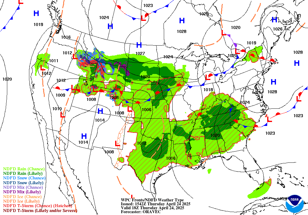 Day 1 (Thursday): Forecast Surface Map