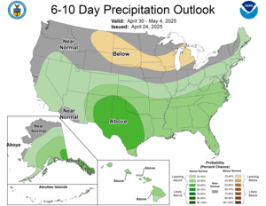 NOAA CPC 6 to 10 Day Precipitation Probability Outlook