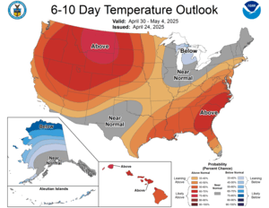 NOAA CPC 6 to 10 Day Temperature Probability Outlook