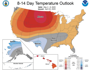 NOAA CPC 8 to 14 Day Temperature Probability Outlook