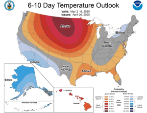 NOAA CPC 6 to 10 Day Temperature Probability Outlook