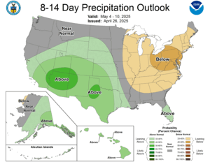 NOAA CPC 8 to 14 Day Precipitation Probability Outlook