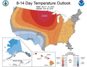 NOAA CPC 8 to 14 Day Temperature Probability Outlook