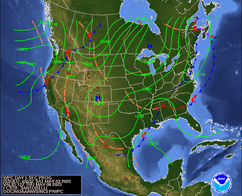 Day 5 (Wednesday): Forecast Surface Map