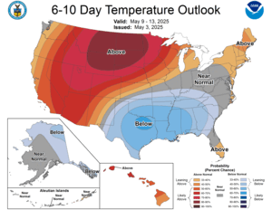 NOAA CPC 6 to 10 Day Temperature Probability Outlook